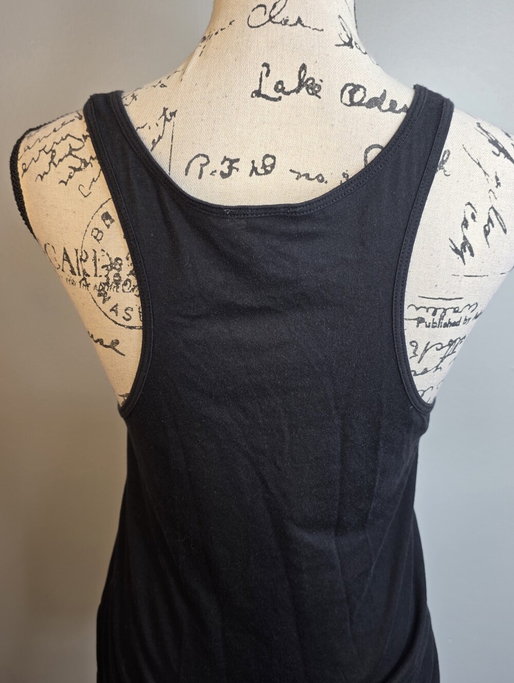 Y2k Cowgirl Up Women’s Black Tank Top with Blue Fleur-de-Lis Graphic Sz M - Picture 3 of 4